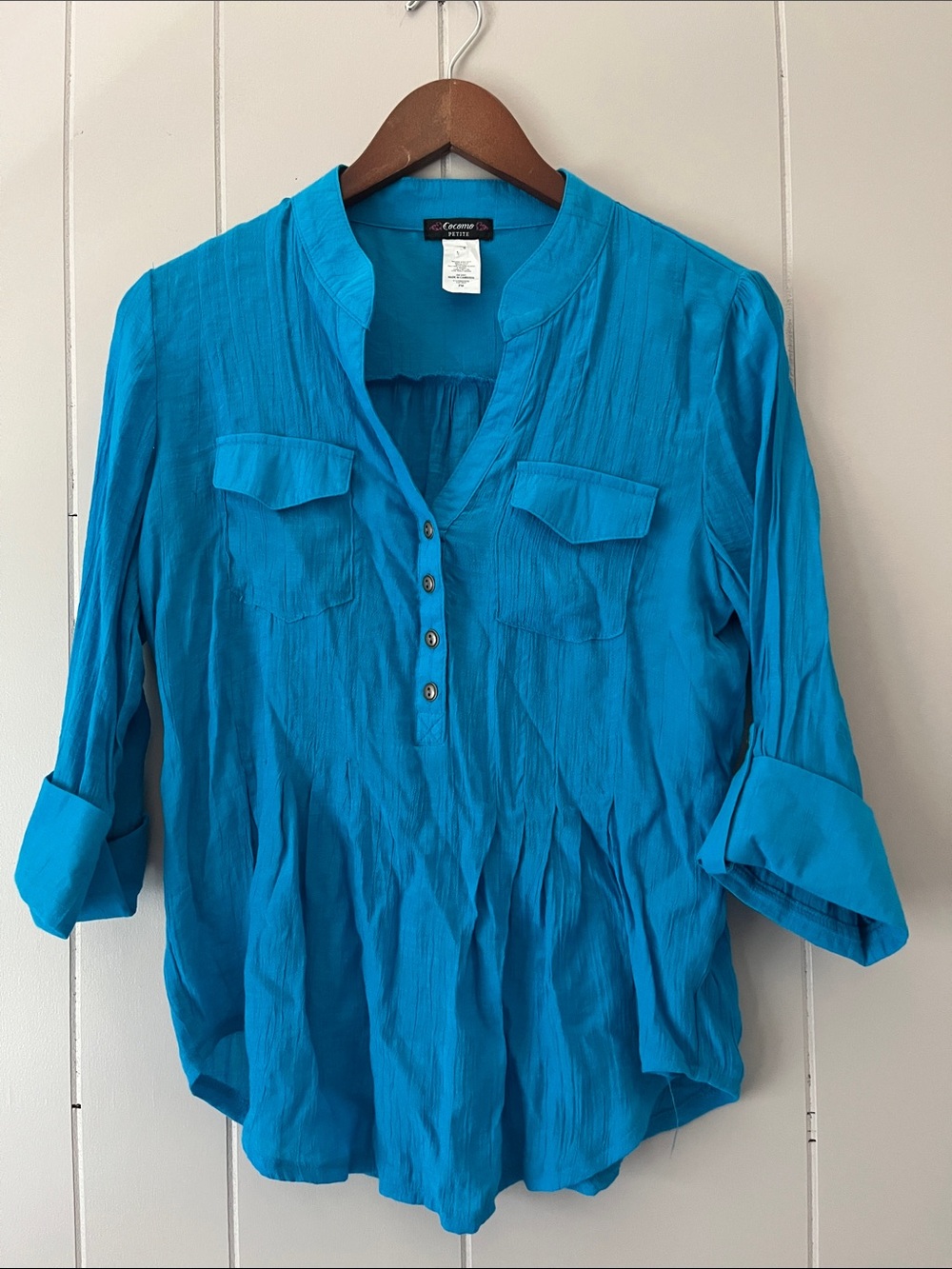 Alfani Women’s Turquoise Button-Front Blouse